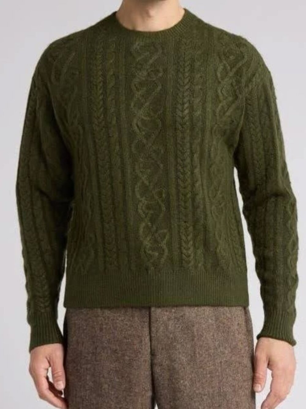 Elwood Antique Cable Knit Sweater - Emerald - Size XL